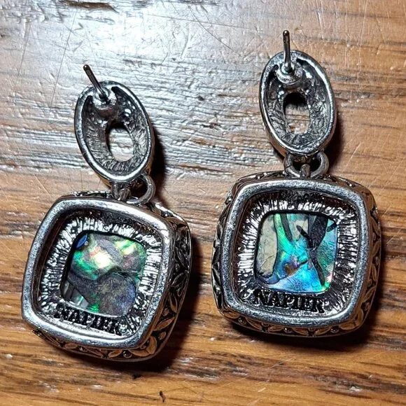 Napier stud pierced earrings silver tone 1-1/4" long - Picture 3 of 3